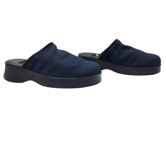 Y2K What’s What by Aerosoles Dark Blue and Black Platform Slip On Mules Women 6M - Picture 1 of 12